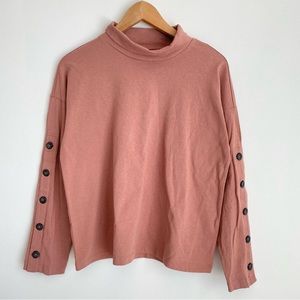 Madewell NWOT Womens 100% Cotton Long Sleeve Top, Pink Salmon, S, M